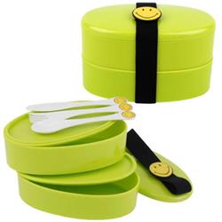2328531 Zak Designs Green Smiley Lunch Box With Cutlery - Case Of 36