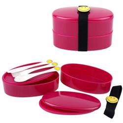 2328532 Zak Designs Pink Smiley Lunch Box With Cutlery - Case Of 36