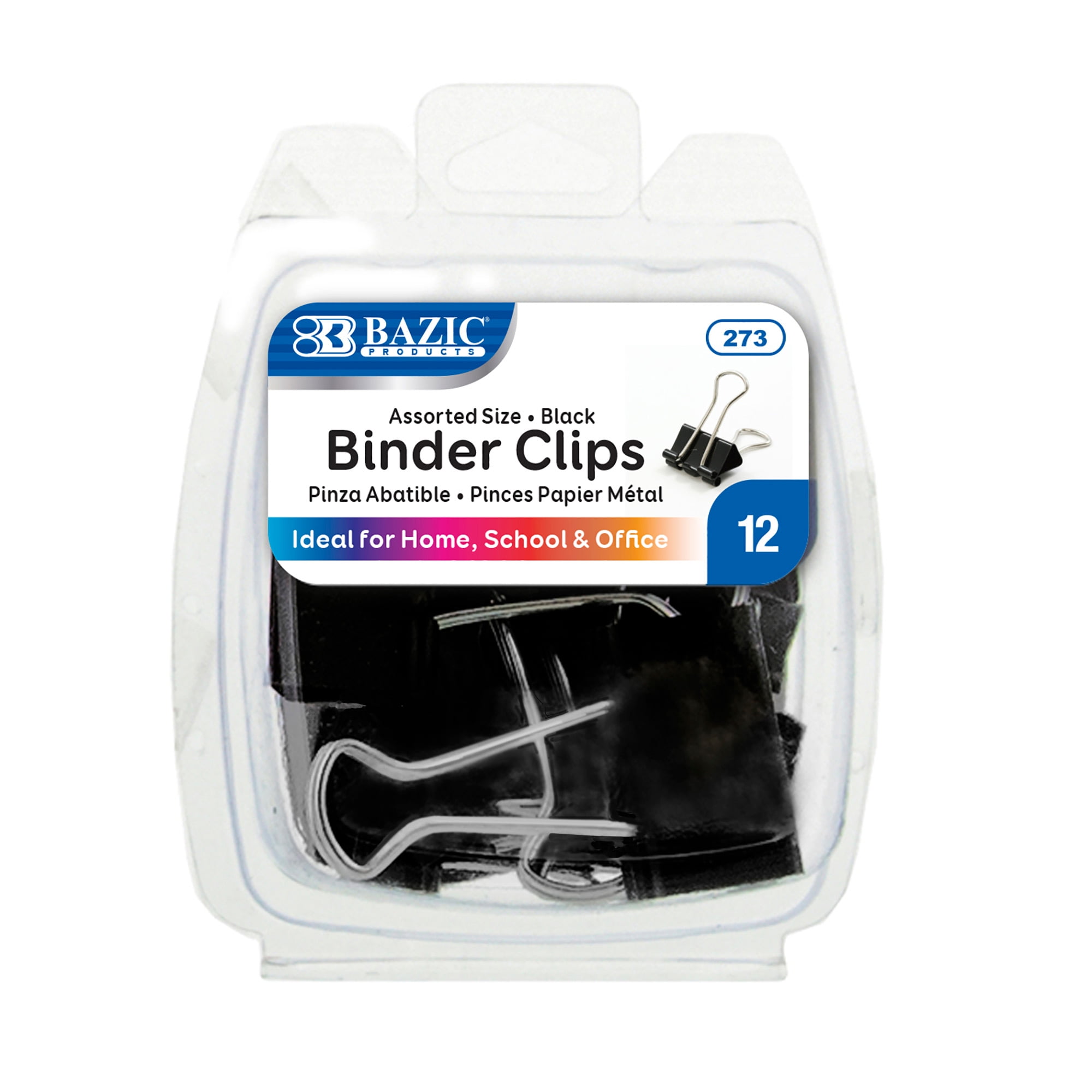 Bazic 2330440 Assorted Size Black Binder Clip - 12 Per Pack - Case Of 24