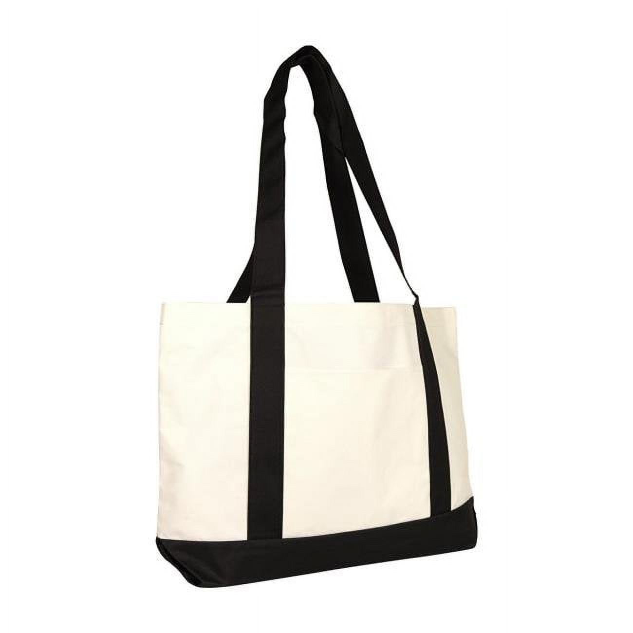 600d Poly Shopping Tote, Black & White - Case Of 48