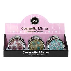 2329395 Round Cosmetic Mirror, Assorted Paisley Prints - 2.75 X 0.5 In. - Case Of 48
