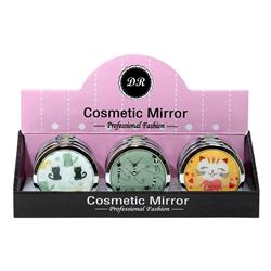 2329398 Round Cosmetic Mirror, Assorted Cat Prints - 2.75 X 0.5 In. - Case Of 48