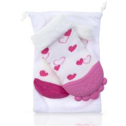 2330408 Hearts Soothing Teether Sock, Pink - Case Of 16