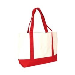 12 Oz Cotton Canvas Shopping Tote, Red & White - Case Of 48