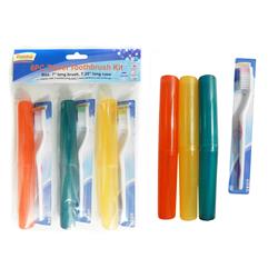 2325560 Travel Toothbrush Set, Red, Yellow & Green - 6 Piece - Case Of 24