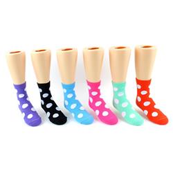 Toddlers Novelty Polka Dot Print Crew Socks, Assorted Color - Size 2-4 - Case Of 24