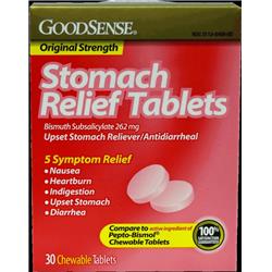 Good Sense 2329247 Stomach Relief Rs Bismuth Chewable Tablet - 30 Count - Case Of 12
