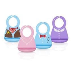 2330393 3d Silicone Bibs, Assorted Color - Case Of 16