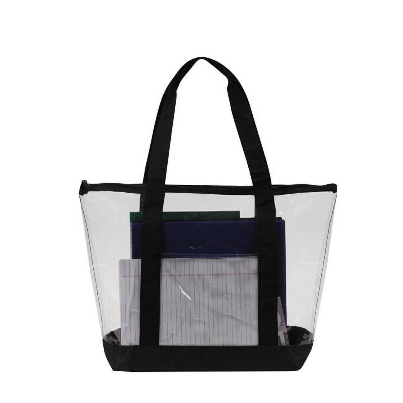 2326934 Clear Zipper Tote Security Bag With Pocket, Black - Case Of 50