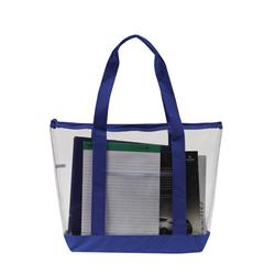 2326933 Clear Zipper Tote Security Bag With Pocket, Royal - Case Of 50