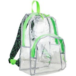 Clear Printed Strap Backpack, Green - Case Of 12