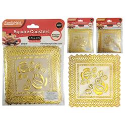 2326996 4.7 X 4.7 In. Gold Print Square Coasters, Gold - 6 Piece - Case Of 12