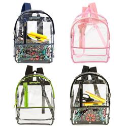 2325525 17 In. Ddi Clear Backpack With 4 Assorted Trims - Case Of 24