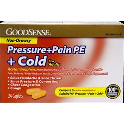 Good Sense 2331000 Ddi Pressure Plus Pain Pe Cold Non Drowsy Caplet - Case Of 24