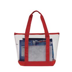 2326935 Ddi Clear Zipper Tote Security Bag With Pocket, Red - Case Of 50