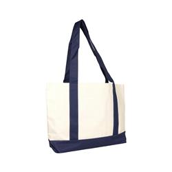 600d Poly Shopping Tote, Navy & White - Case Of 48