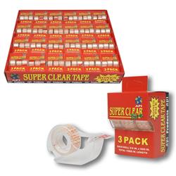 2332880 500 In. Super Clear Tape - Pack Of 3, Case Of 144