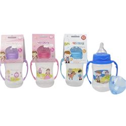 2332758 8 Oz Wide Neck Baby Bottle With Handles Assorted Color - Prince & Princess, Case Of 48