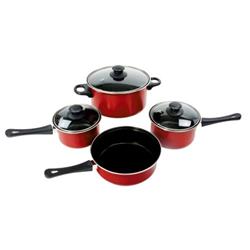 2333310 Carbon Steel Non-stick Cookware Set - Red - Pack Of 7, Case Of 2