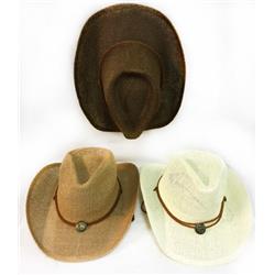 Mesh Cowboy Hat Medallion - Brown, Beige & White, Case Of 12