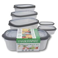 2335437 Rectangular Food Container Set - Clear & Gray - 10 Piece, Case Of 12
