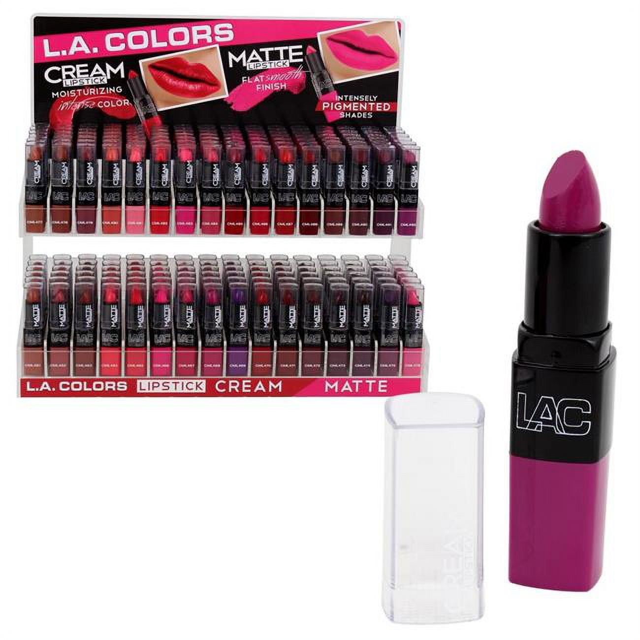 0.13 Oz L.a. Colors Cream & Matte Lipstick Assortment In Display - Case Of 384