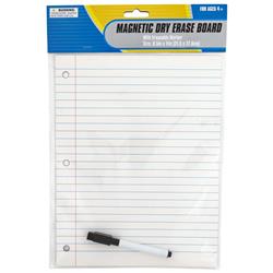 2338830 Magnetic Dry Erase Board With Marker Lined Paper Design, White - Case Of 72