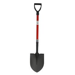 2338491 Short Fiberglass Shovel With Round Tip & Grip, Black & Red - Case Of 6