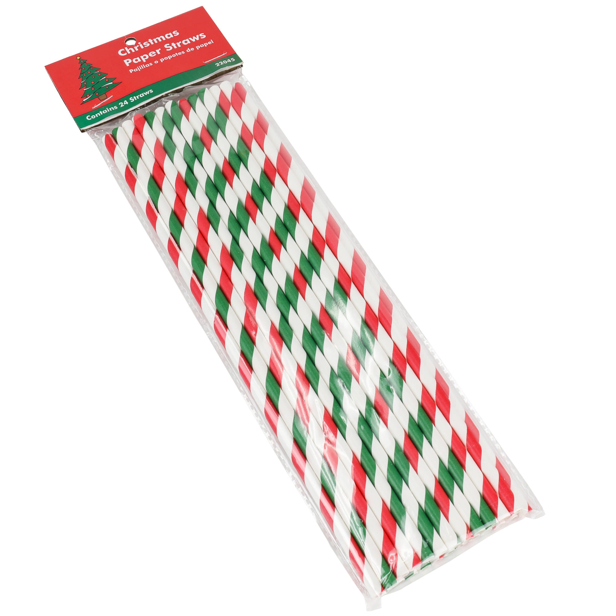 2336458 Assorted Color Christmas Paper Straws - Case Of 36