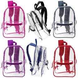 2339224 17 In. Basic Kids Clear Backpacks, Assorted Color - Case Of 24