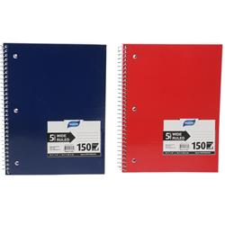 2337196 150 Pages Five Subject Wide Ruled Notebook, Red & Blue - Case Of 48