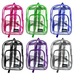 2337927 17 In. Kids Clear Backpacks, Assorted Color - Case Of 24