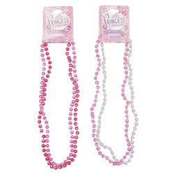 2338362 Princess Plastic Pearl Assorted Color Necklace, Pack Of 2 - Case Of 48