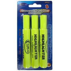 2337930 Yellow Highlighters, Pack Of 3 - Case Of 36