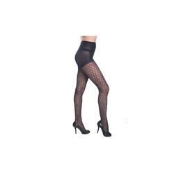 Black Wave Fashion Designed Textured Tights - One Size - Case Of 42
