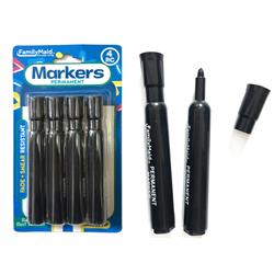2340504 Black Ink Permanent Markers With Chisel Tip - 4 Piece - Case Of 24
