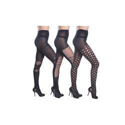 One Size Womens Fashion Design Textured Tights, Assorted Color - 3 Per Pack - Case Of 12