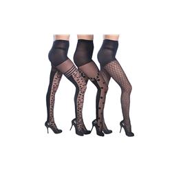 Womens Patterned Design Textured Tights - 3 Per Pack- One Size - Case Of 12