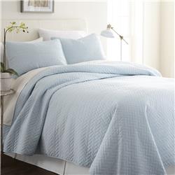 2275349 Premium Ultra Soft Herring Pattern Quilted Coverlet Set, Pale Blue - Twin Size - Case Of 9