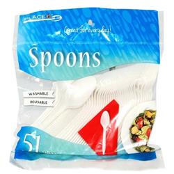 2324309 Cutlery Plastic White Spoons - 51 Count - Case Of 48