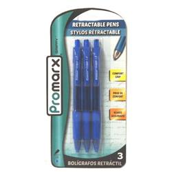 2329606 Retractable Blue Pens - 3 Per Pack - Case Of 48