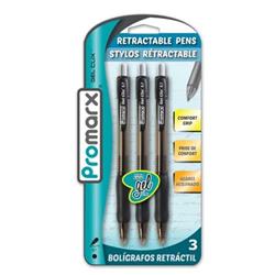 2329607 Grippy Retractable Black Pen - 3 Count - Case Of 48