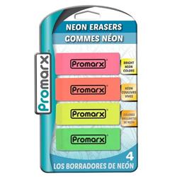 2329669 Neon Color Erasers - 4 Count - Case Of 48