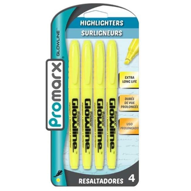 2329790 Yellow Pocket Highlighters - 4 Count - Case Of 48