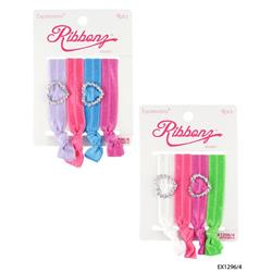 2334279 Heart Stone Ribbons Elastic & Bracelet, Assorted Color - 4 Piece - Case Of 48