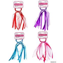 2334321 Ribbon Ponytails, Assorted Color - 2 Piece - Case Of 48
