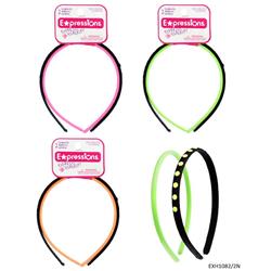 2334414 Neon & Black Dual Headbands, Assorted Color - 2 Piece - Case Of 48