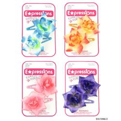 2334432 Flower Snap Clips - 2 Count, Assorted Color - Case Of 48