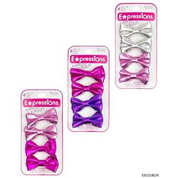 2334449 Metallic Bow Salon Clips, Assorted Color - 4 Piece - Case Of 48