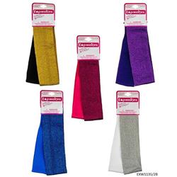2334569 Glitter-solid Headwrap, 5 Assorted Color - 2 Piece - Case Of 48